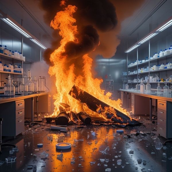 pożar w laboratorium chemicznym